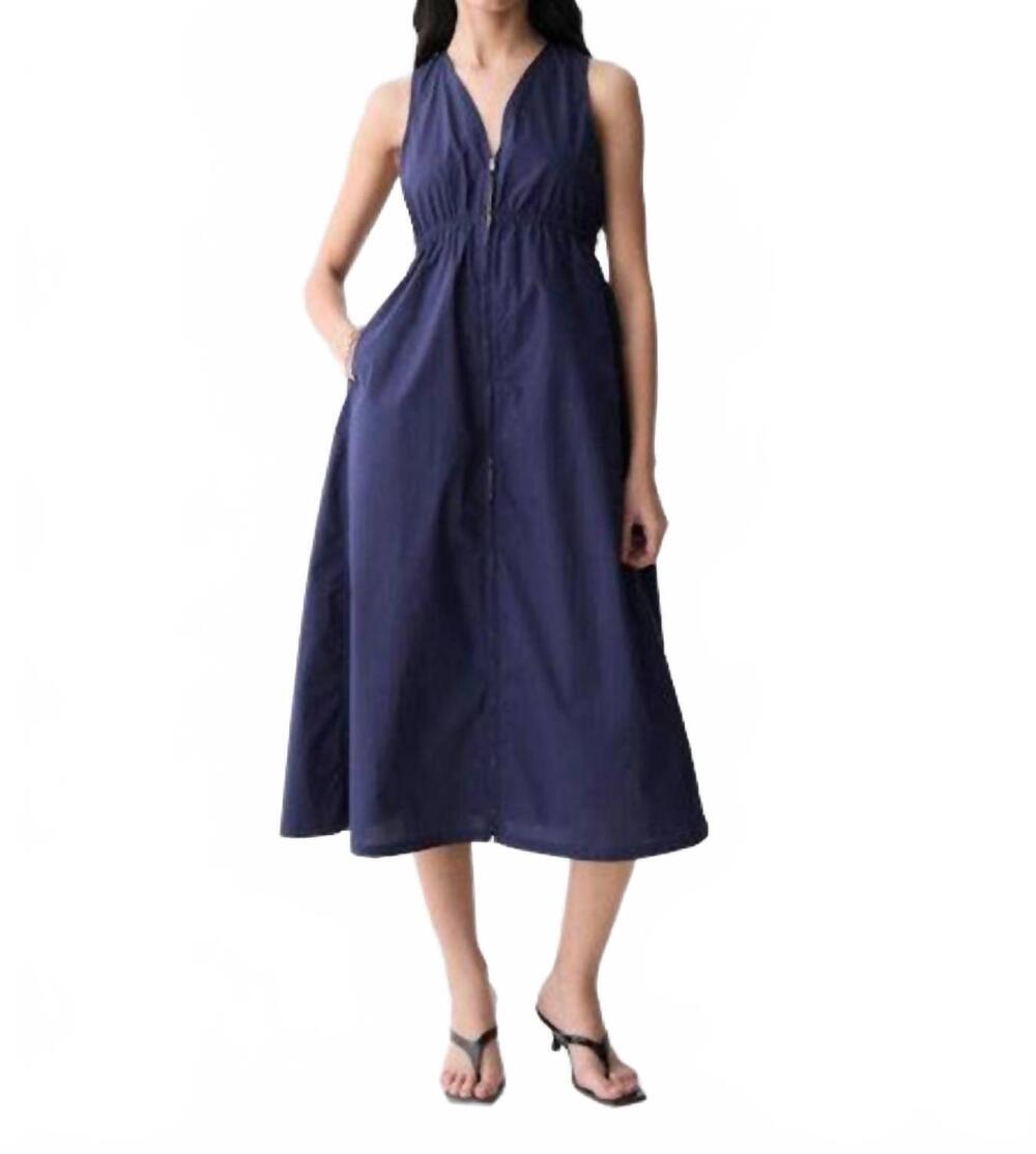 NEW DELUC rubbens zip front dress in navy